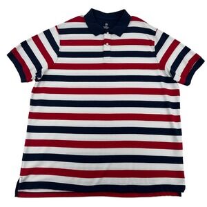 HB Patriotic Red White Blue Striped Polo Shirt Short Sleeve  Mens 4XLT Tall Y2K